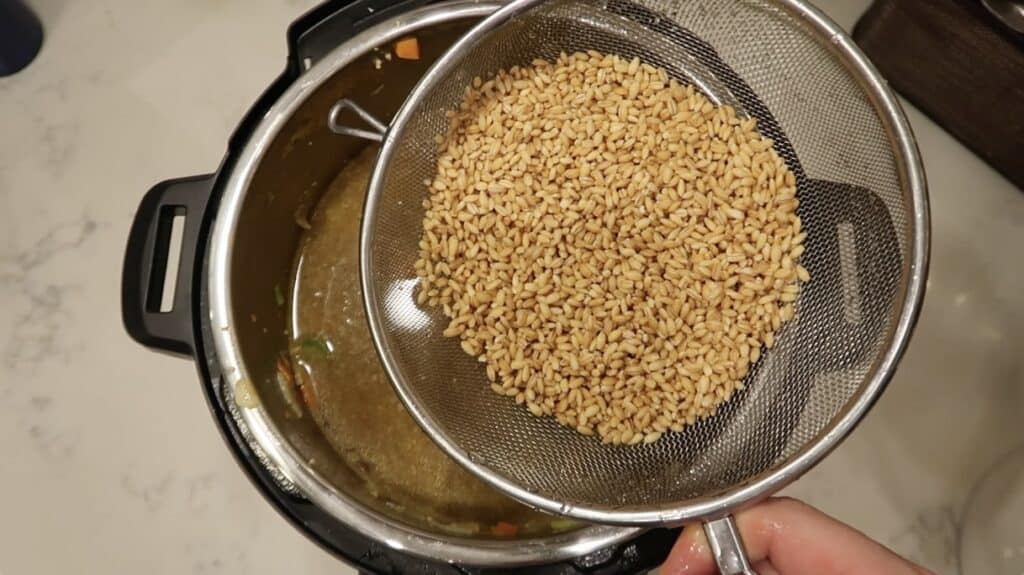 Adding barley to pot