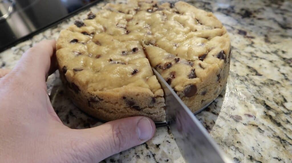 Slicing cookie into a wedge