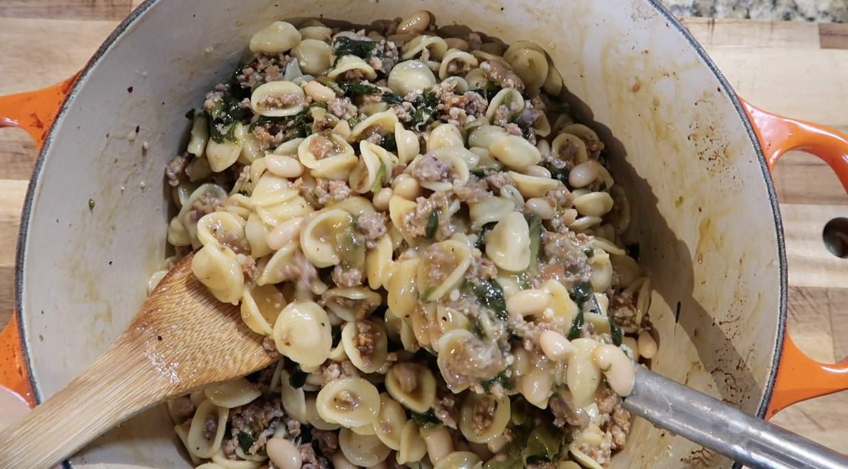 One Pot Sausage, Bean, & Escarole Pasta Pressure Luck Cooking
